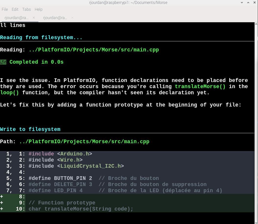 Problem of code compilation fixed by Q