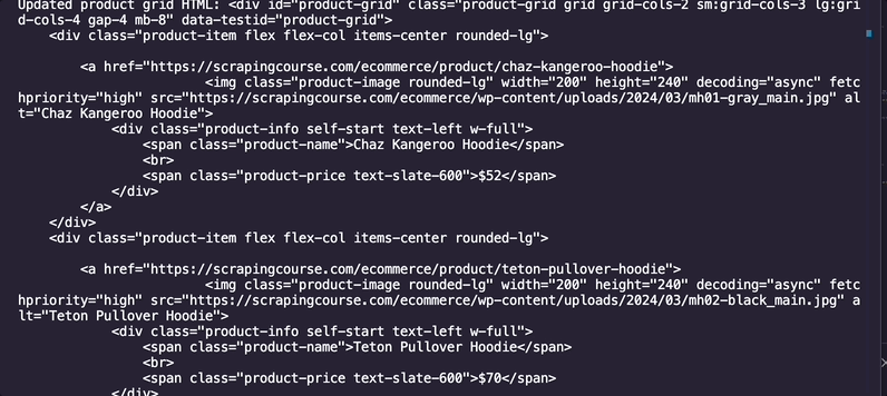 Image displaying all the products loaded
