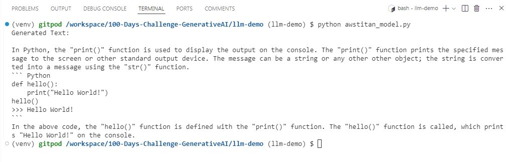 AWS Titan response