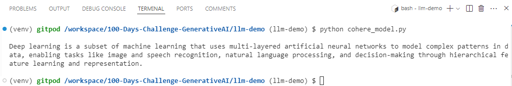 Cohere model response
