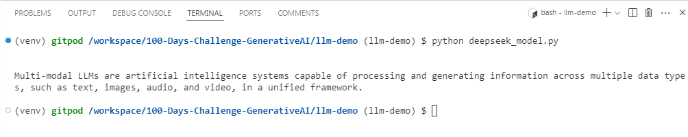 DeepSeek model response