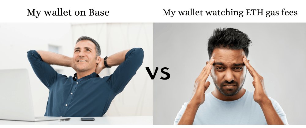 My wallet watching ETH gas fees vs. My wallet on Base