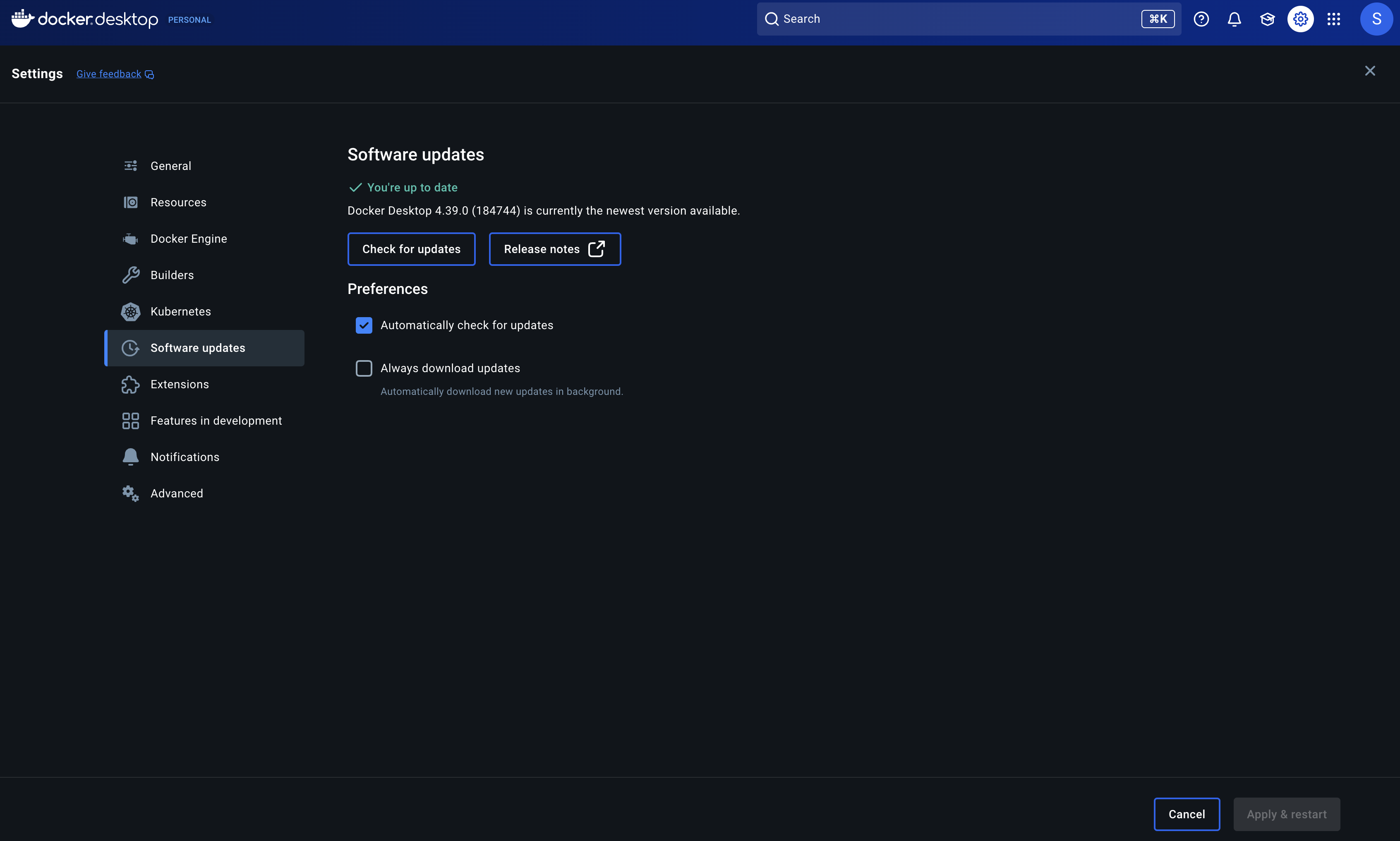 Docker Desktop screenshot