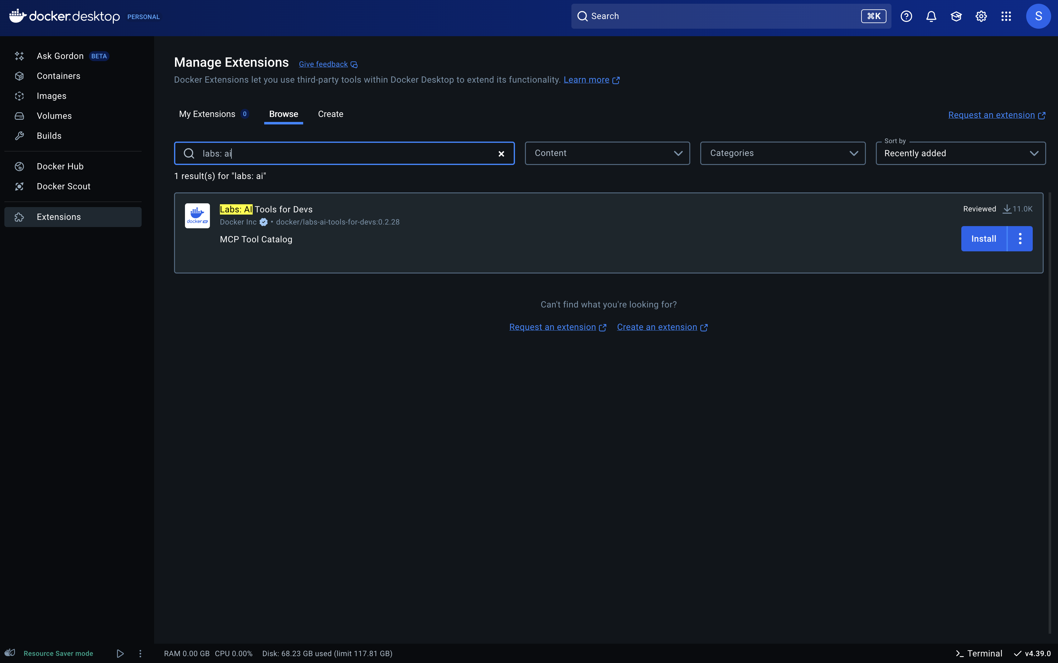 Extensions screenshot