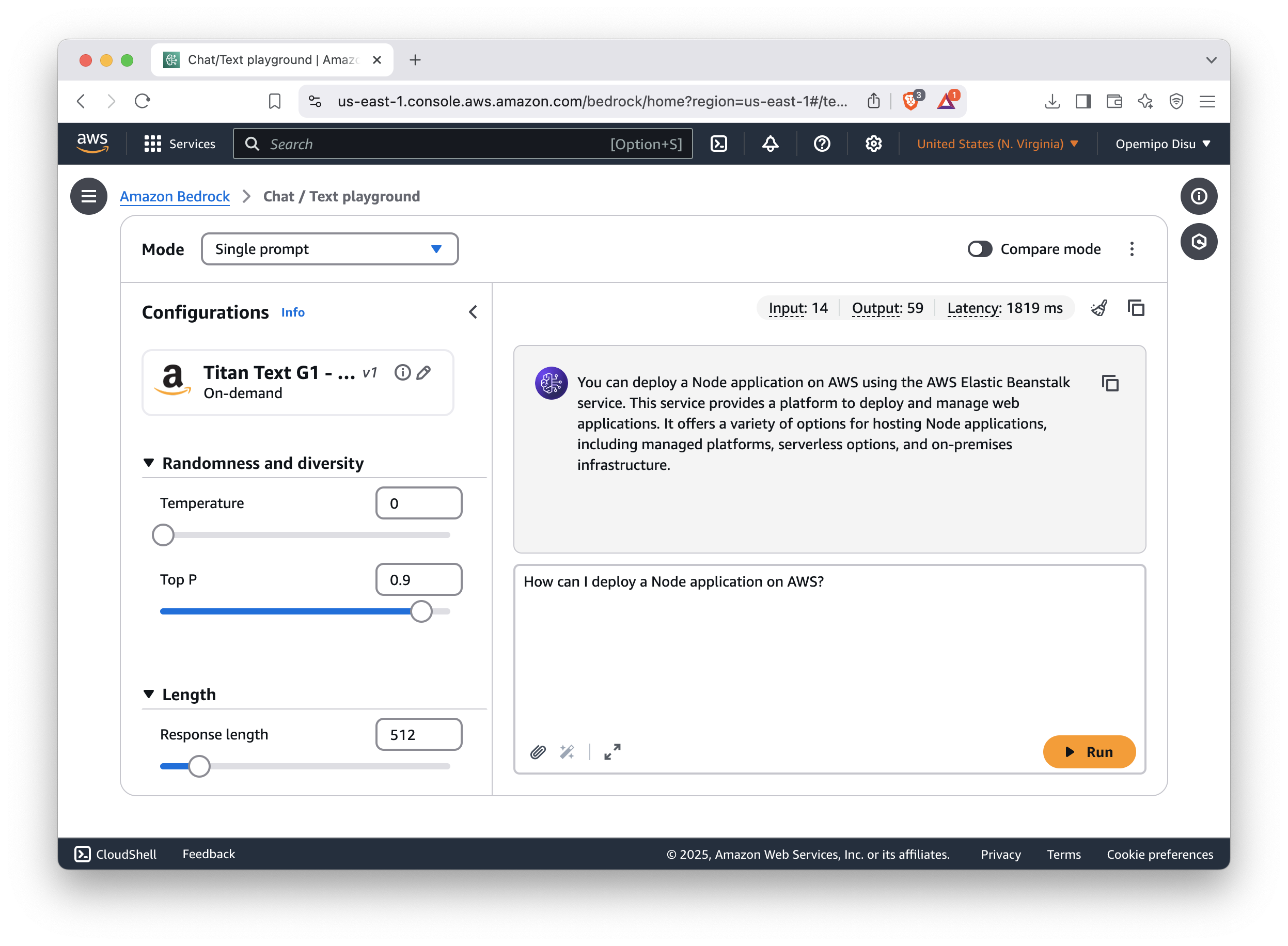 Single Prompt AWS