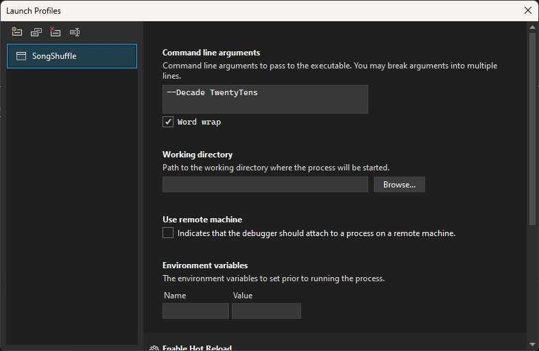 Visual Studio Command Line Arguments For Debug