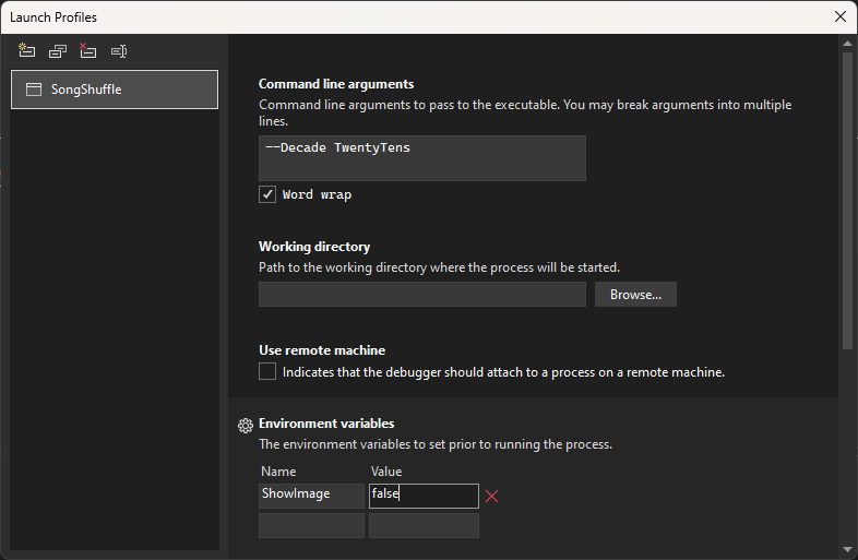Visual Studio Launch Profiles Environment Variables