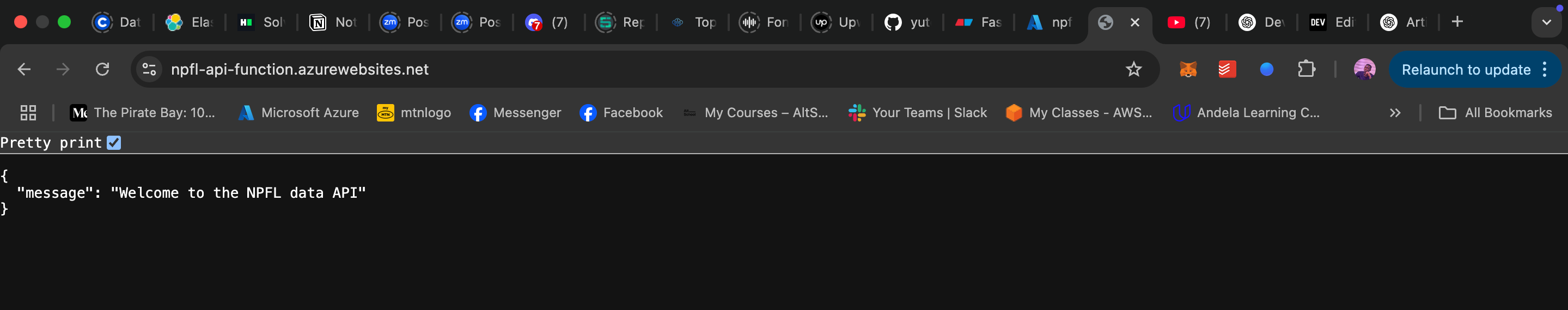 testing endpoint in browser