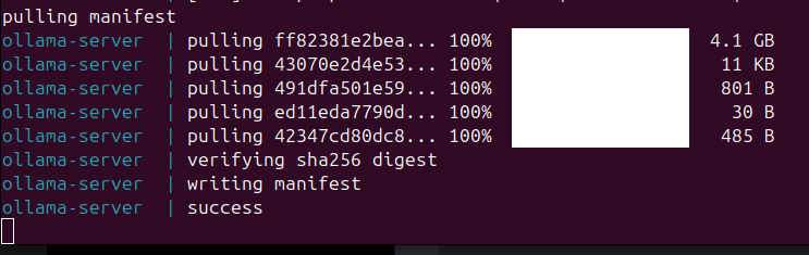 Image of a successful ollama download