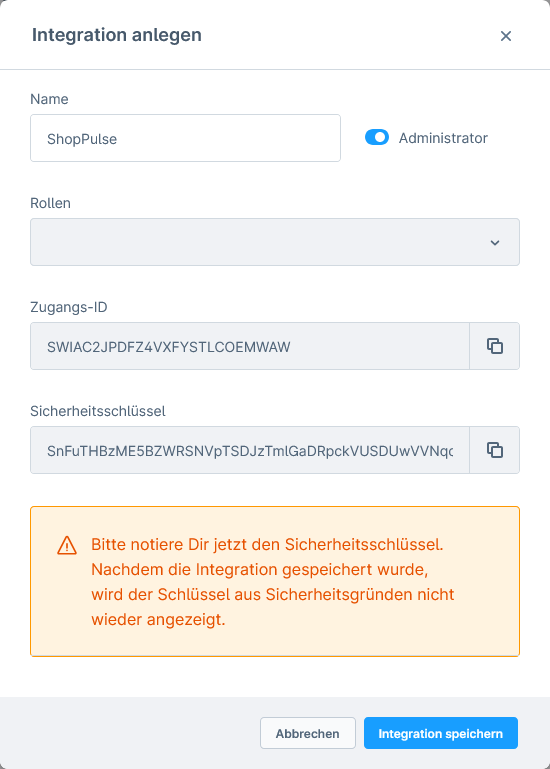 Integrationseinstellungen