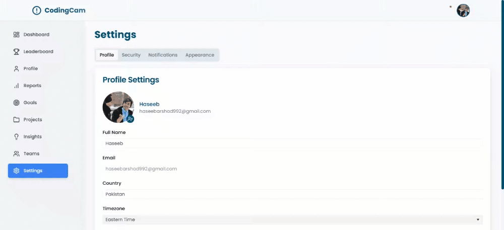 Allows users to customize their profile, preferences, and notification settings.