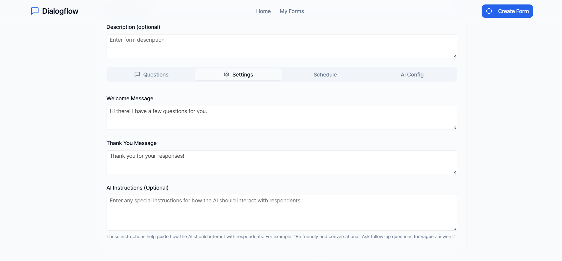 Personalization of the forms