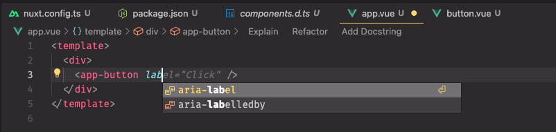 Editor not suggest label prop