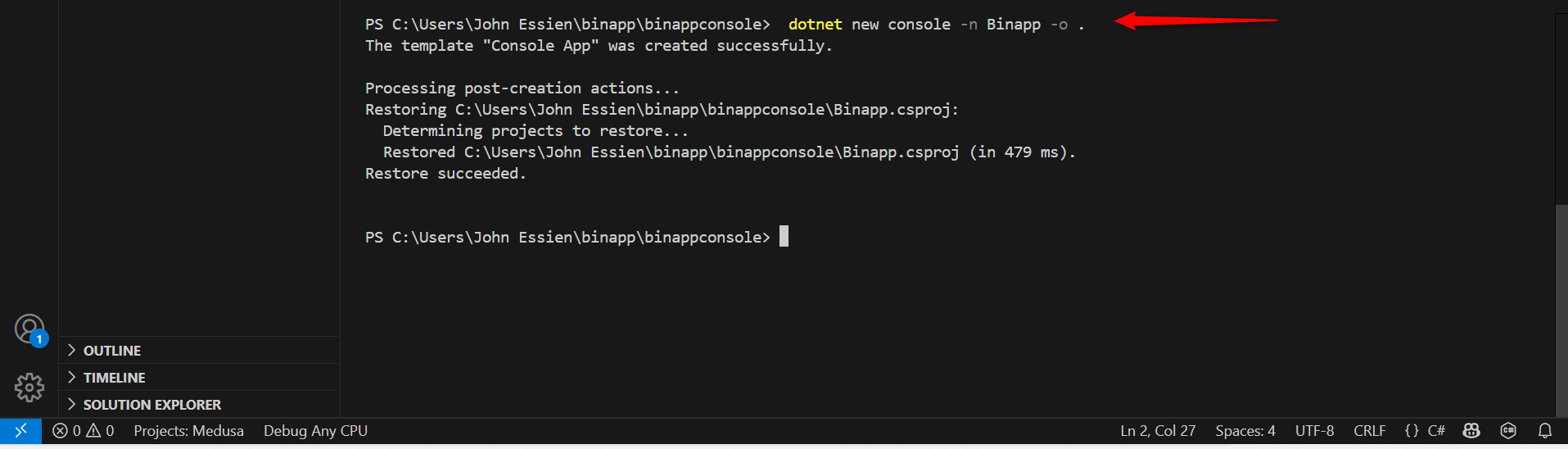 dotnet new console