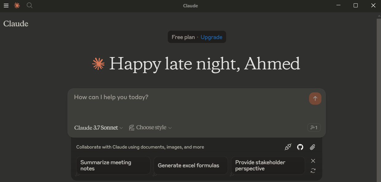 Claude welcome screen