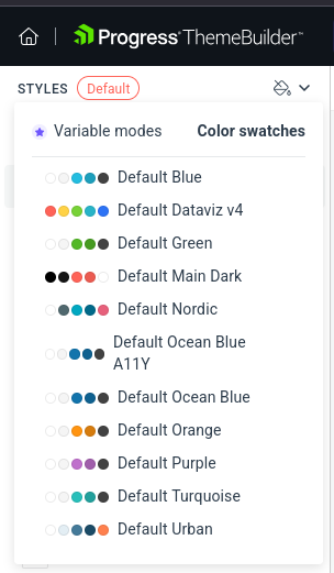 Selecting OriginTrackr's style from a list provided by the Progress ThemeBuilder