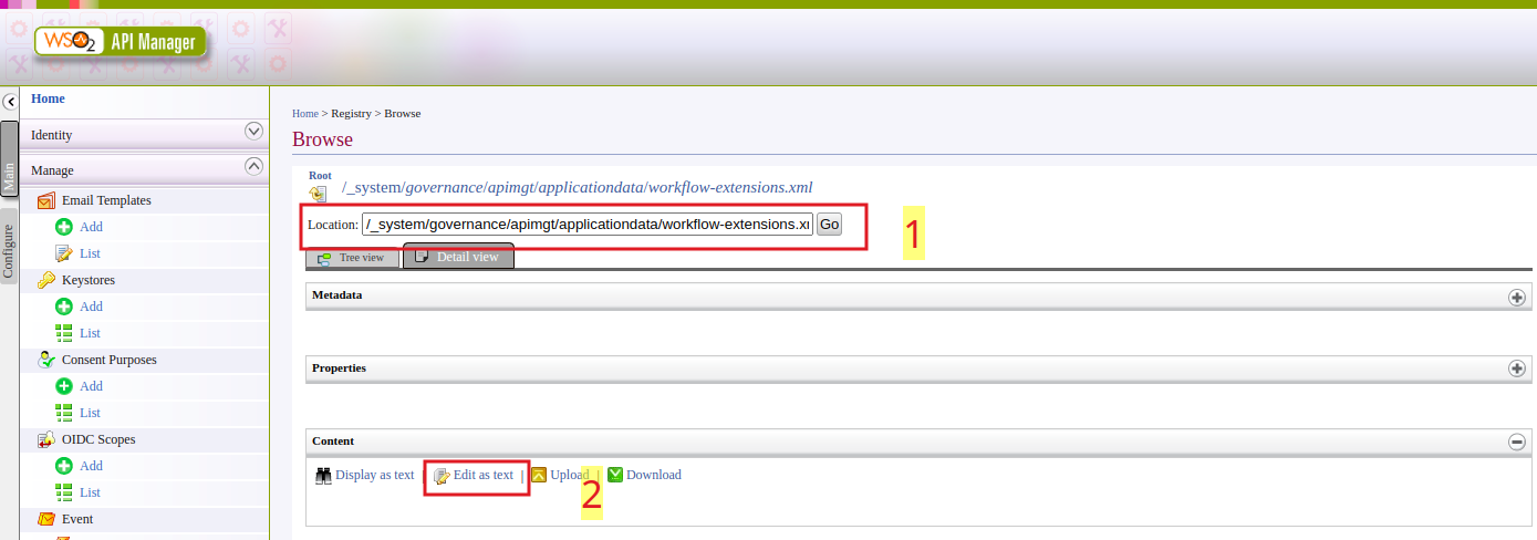 wso2 apim browse registry