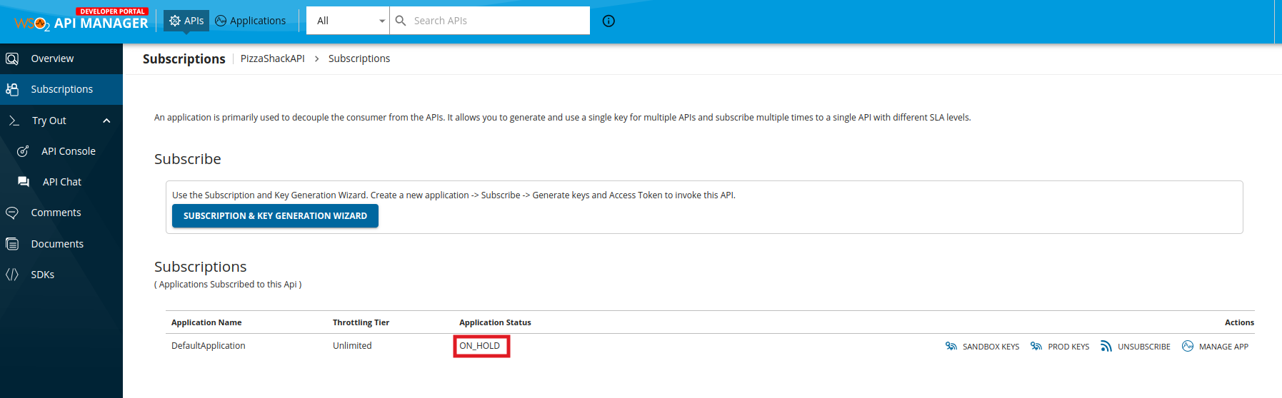 wso2 apim subscription onhold
