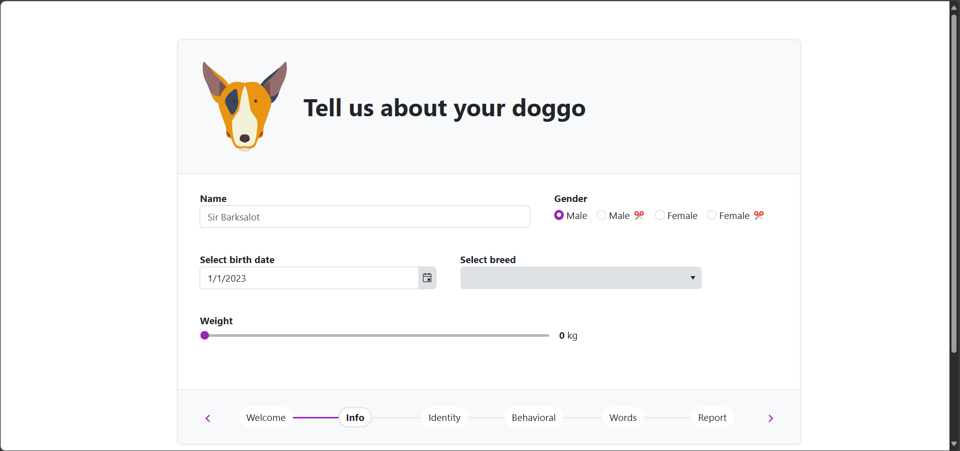 Bark Board Form Input Example