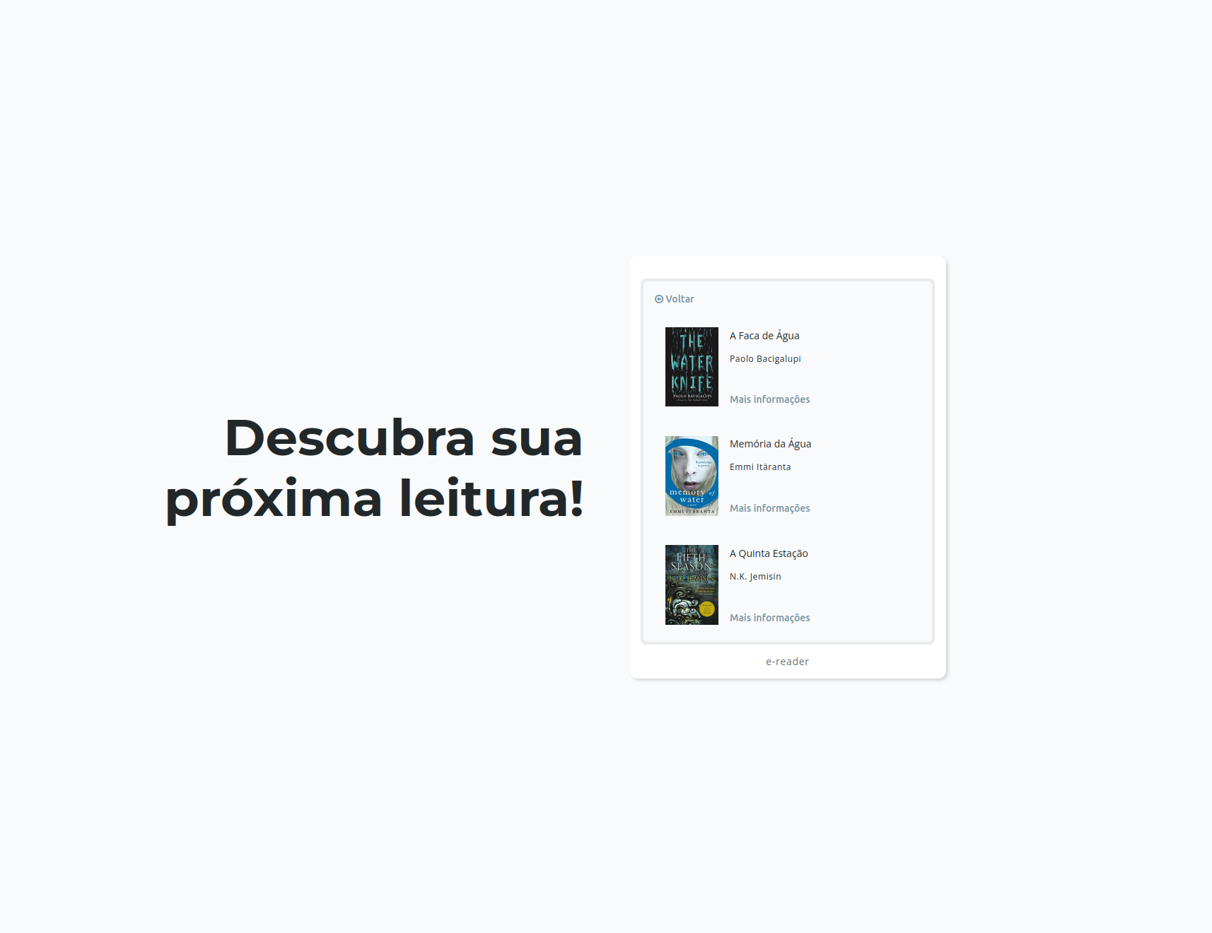 Tela do Bibliobot em JS mostrando capas dos livros