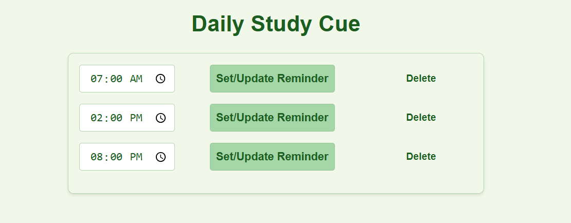 Daily Study Cue Section