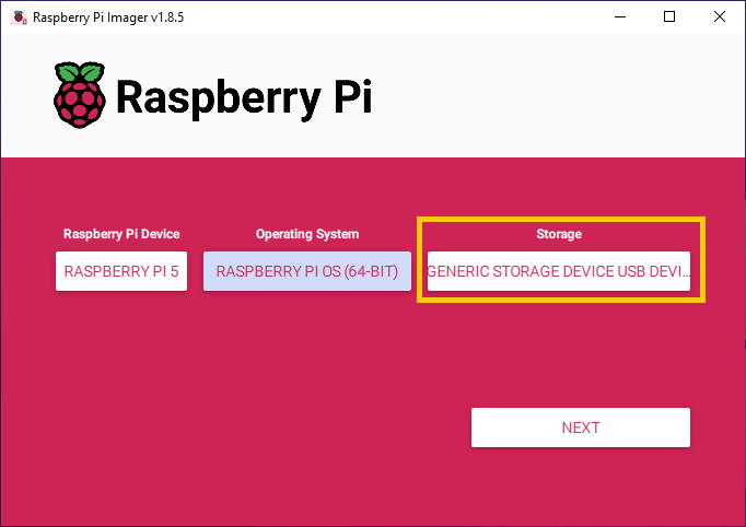 Choose the storage device from the list