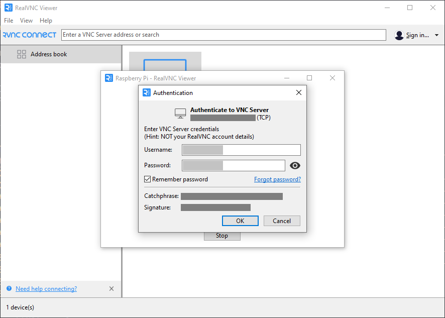 Type the username and password of the Raspberry Pi