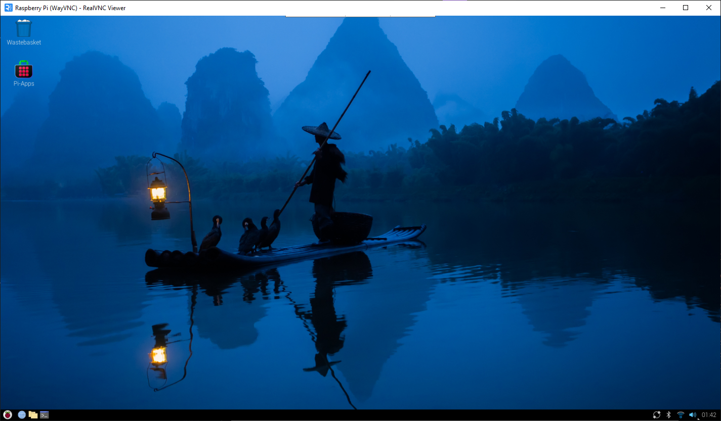 Desktop view of Raspberry Pi through RealVNC