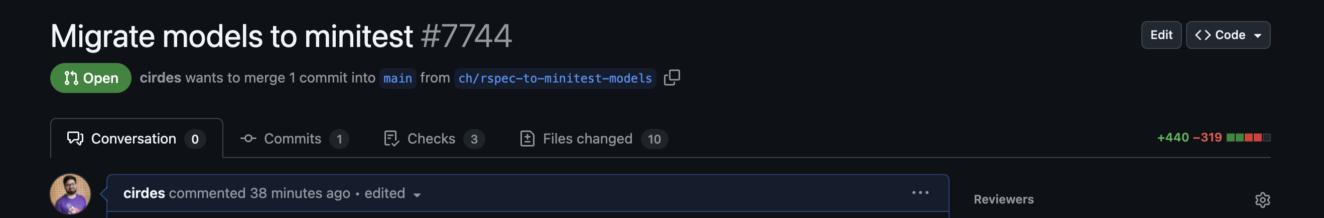PR created on GitHub