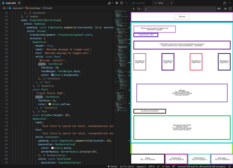 Activar semanticsDebugger en Flutter