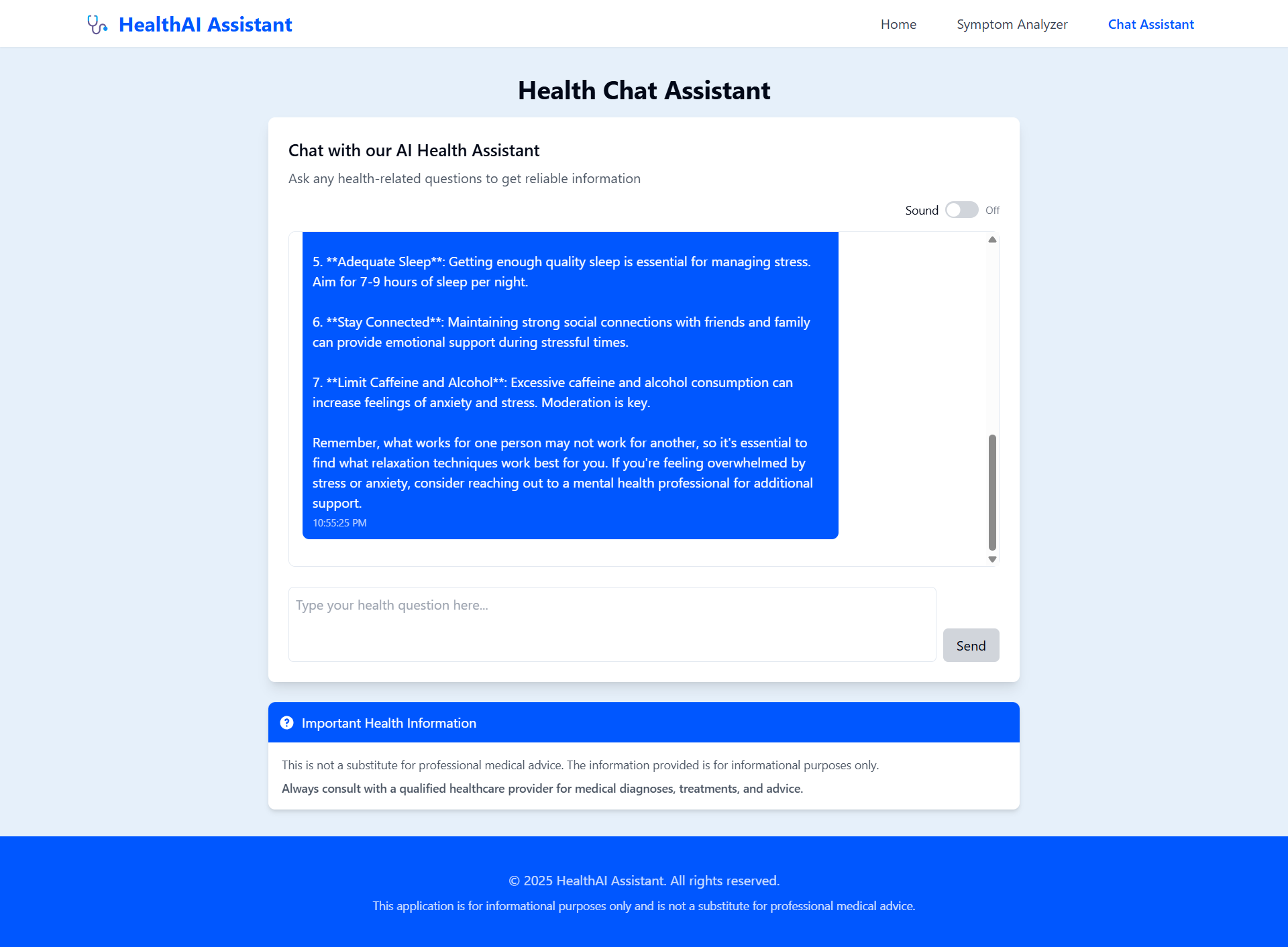 Chat Interface Screenshot