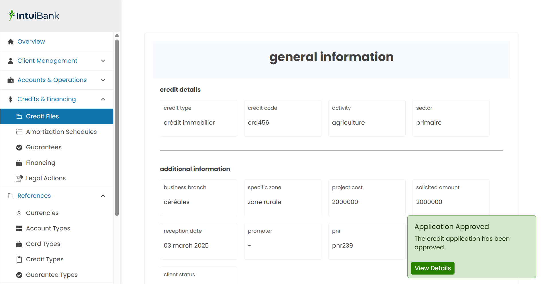 Credit application
