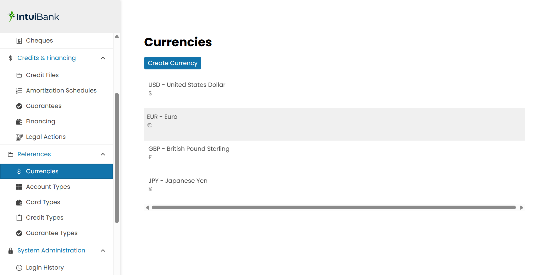 Currencies management