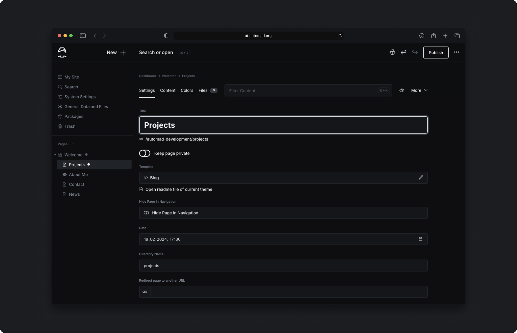 Automad Dark Theme