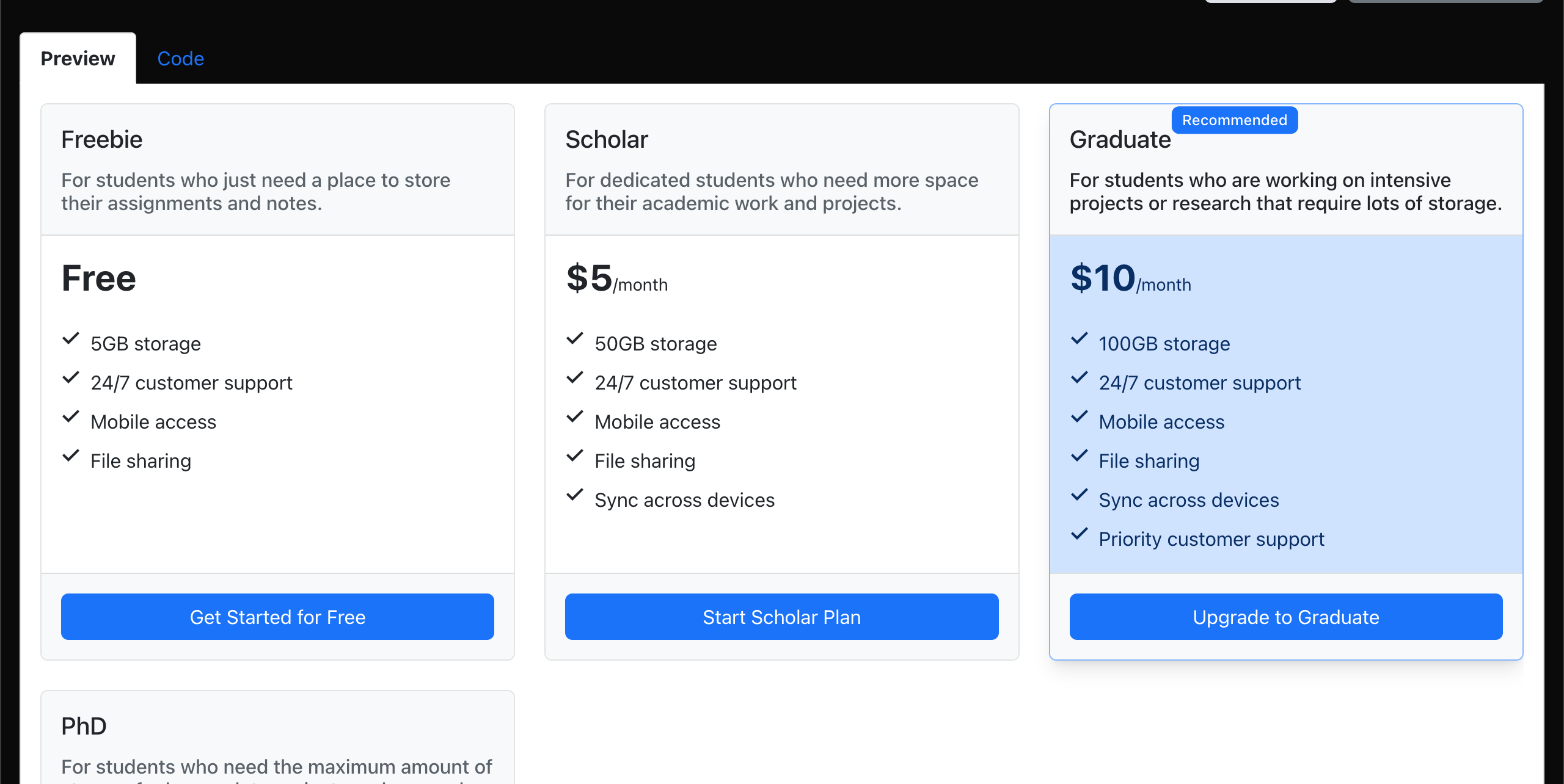 Pricing grid