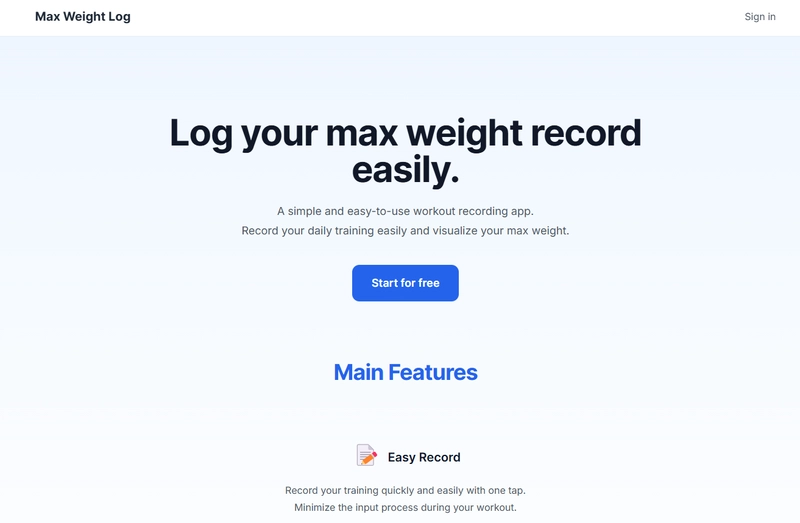 Workout app to visualize max weights for free with Next.js + Typescript + Cursor