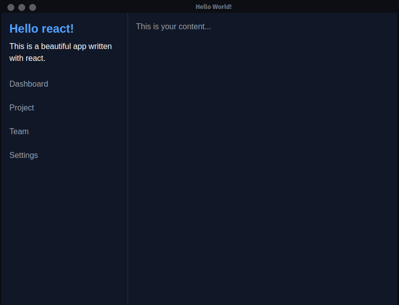 Screenshot of the Electron app running