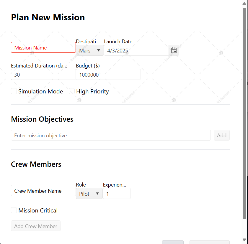 Plan New Mission