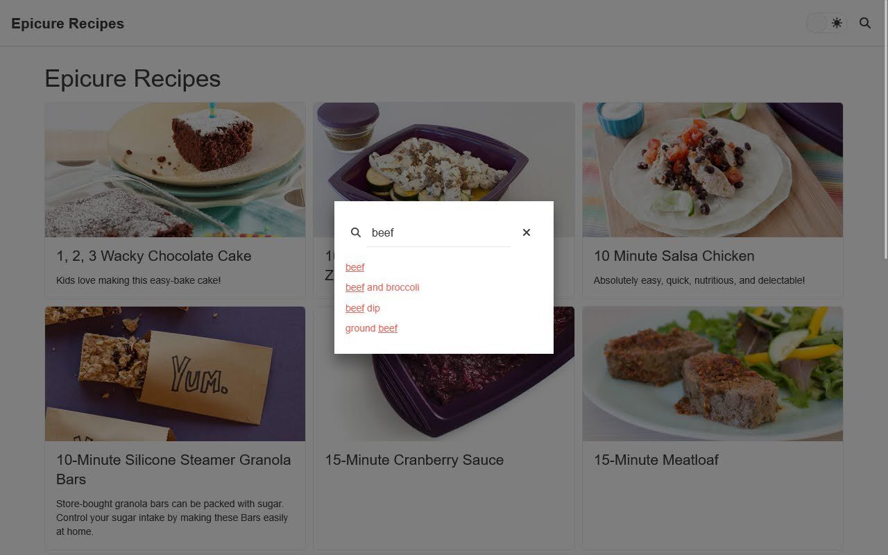 The query suggestions with matching results