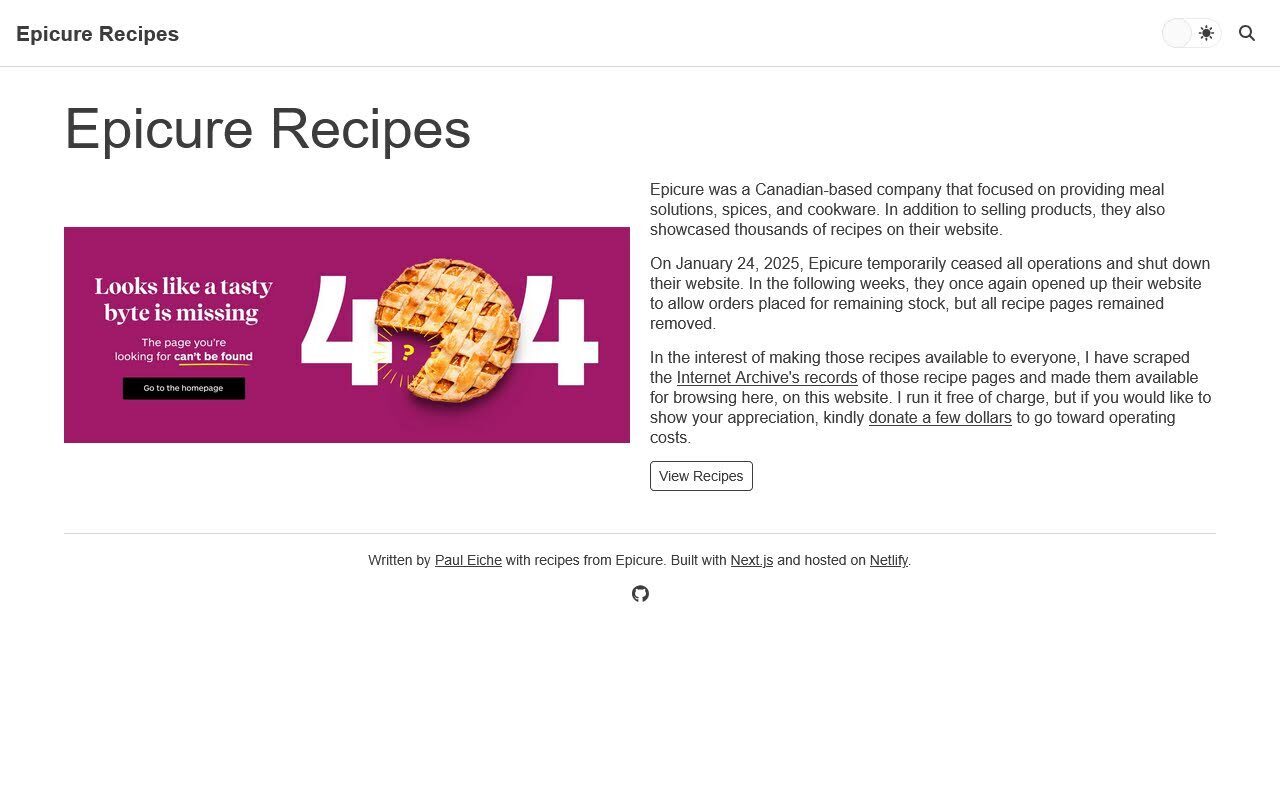 The site homepage