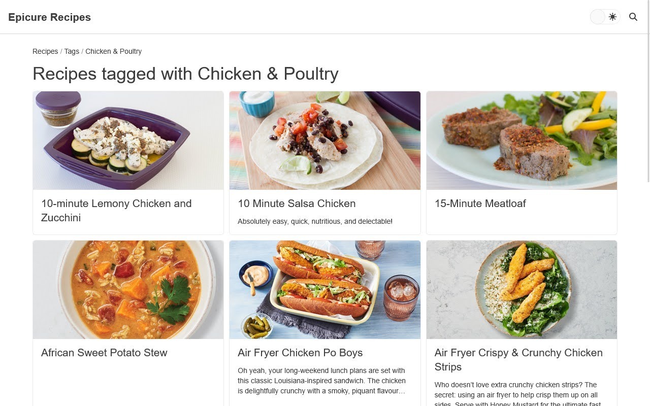 List of recipes with a single tag