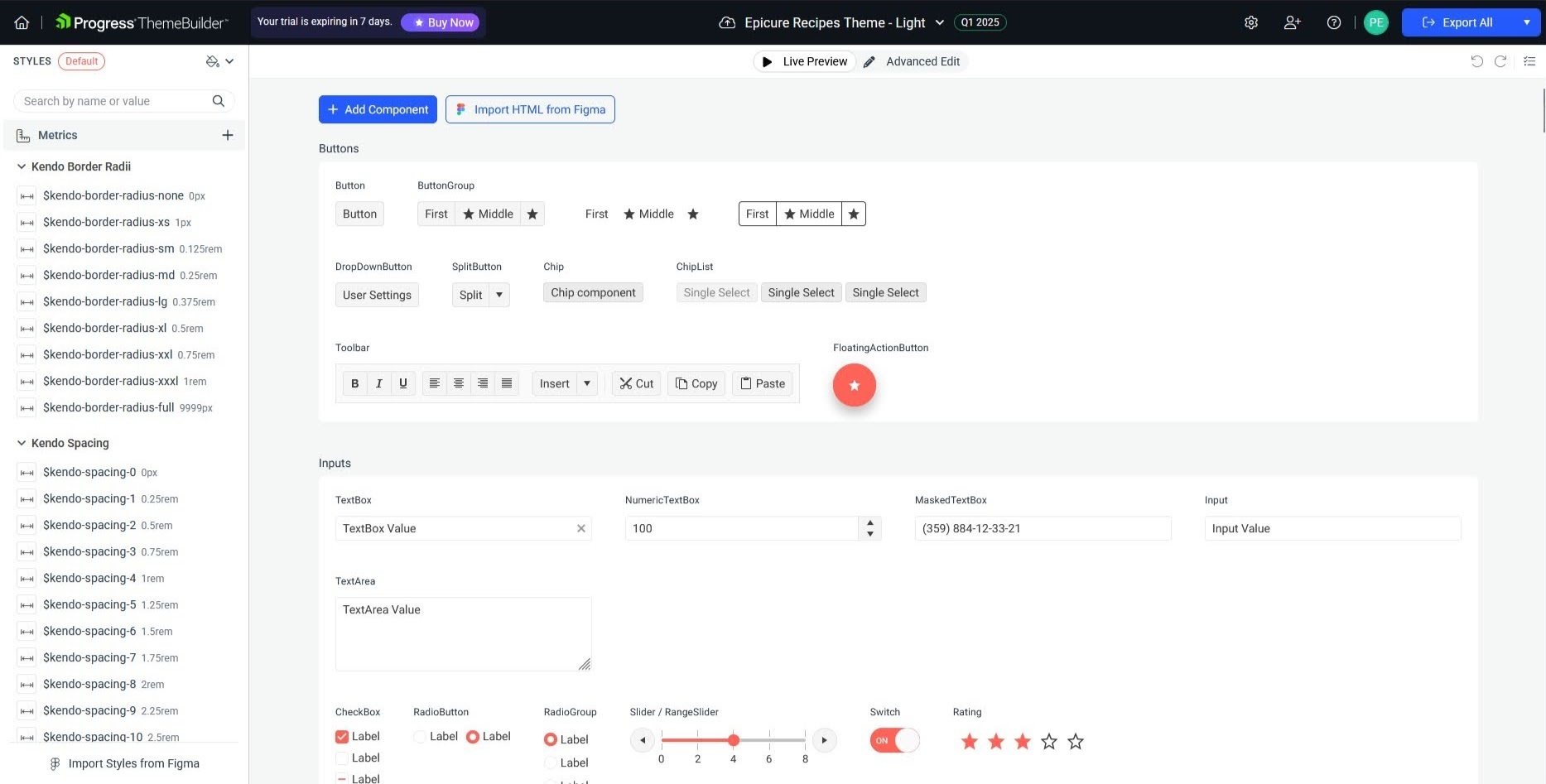 Light theme in Theme Builder