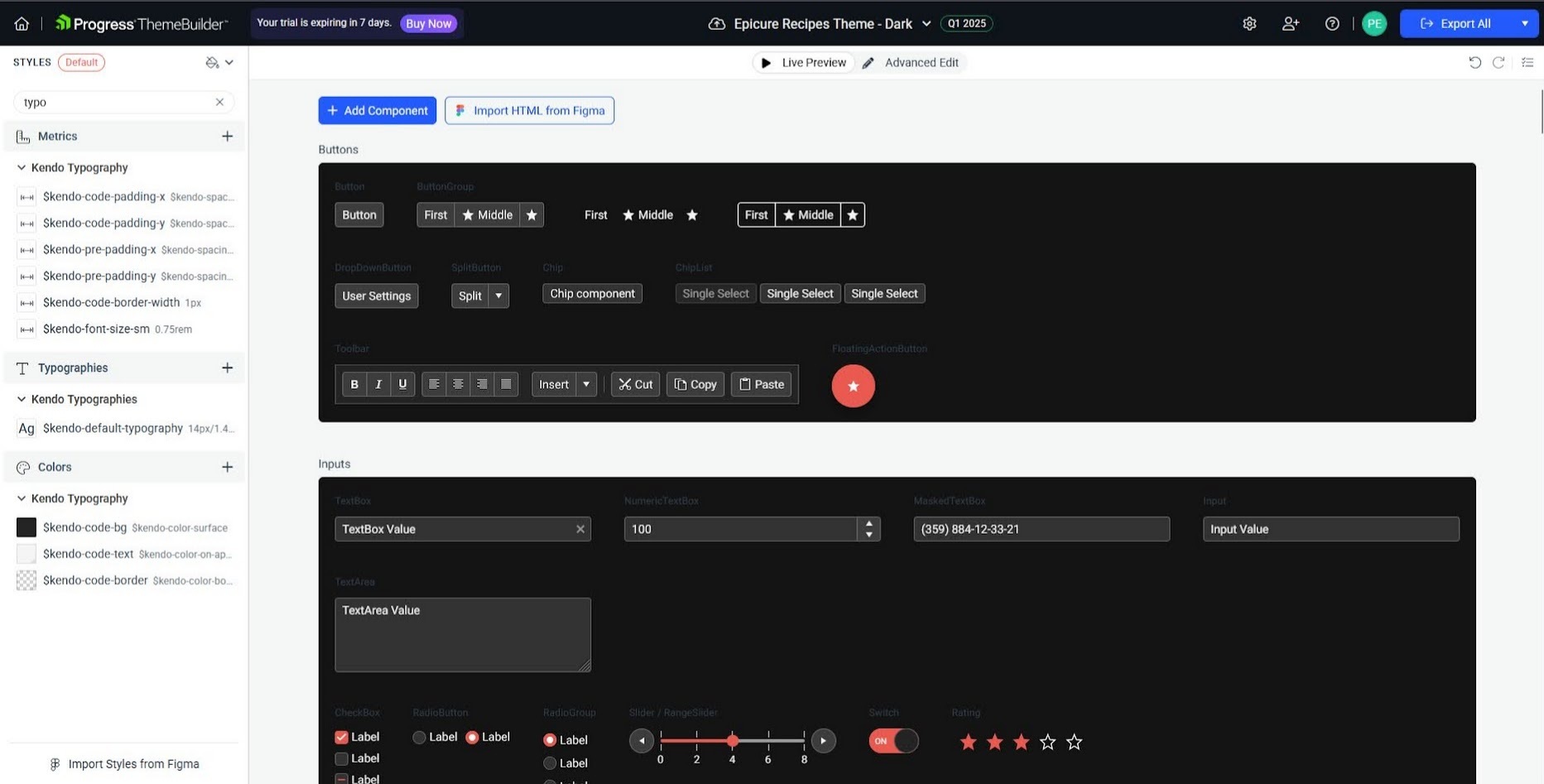 Dark theme in Theme Builder