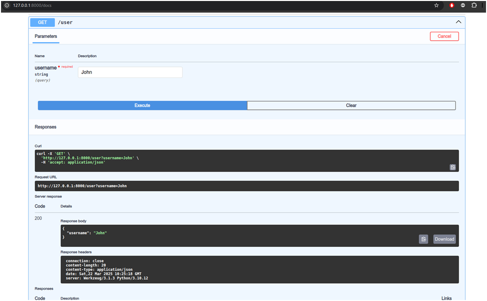 Example Swagger Request