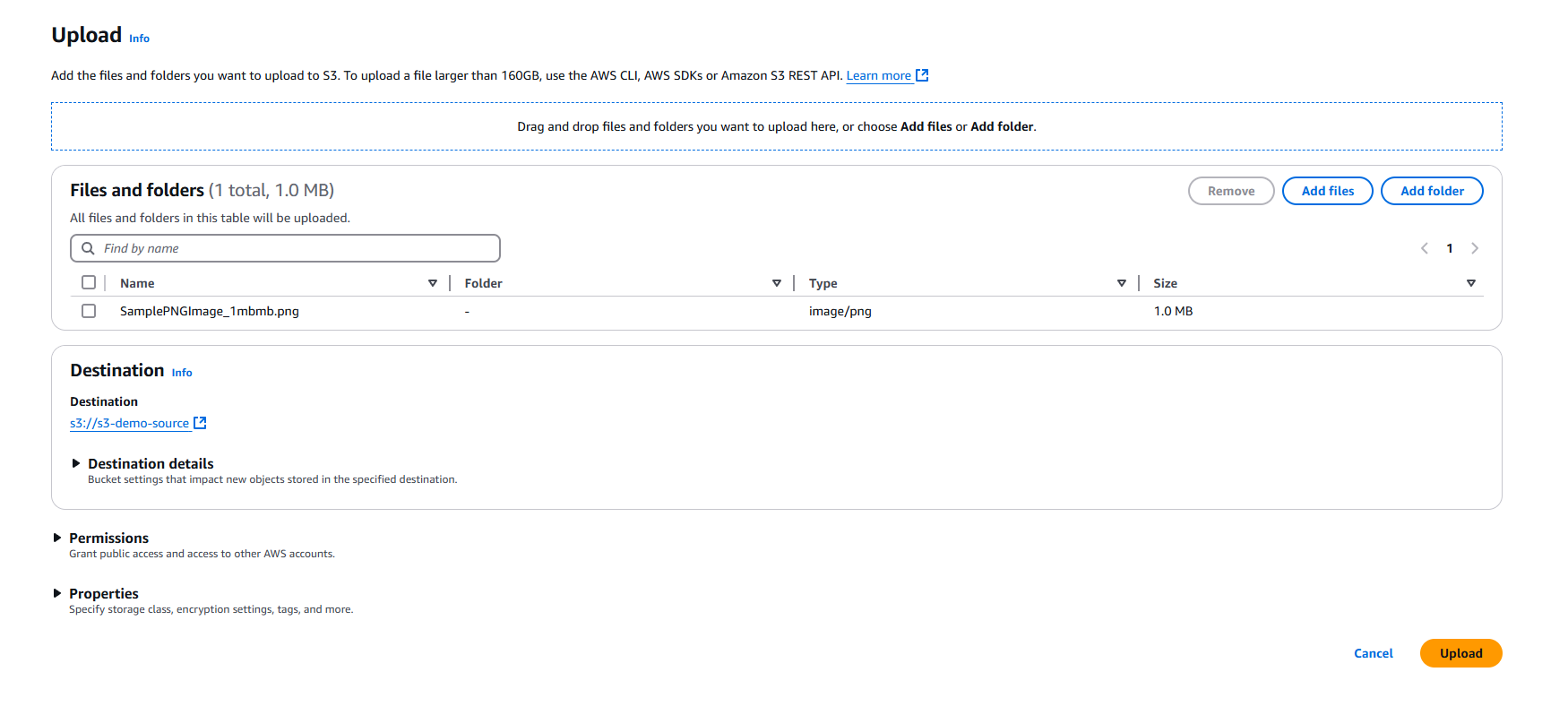 Uploading sample image