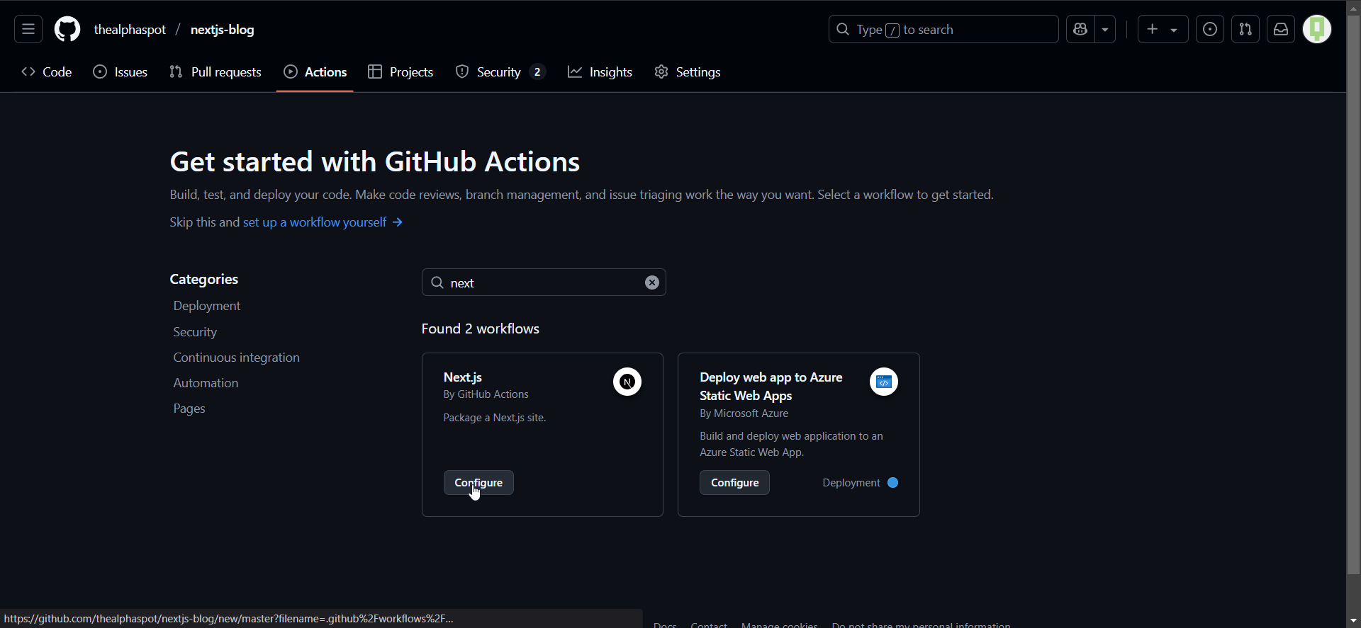Configure Next