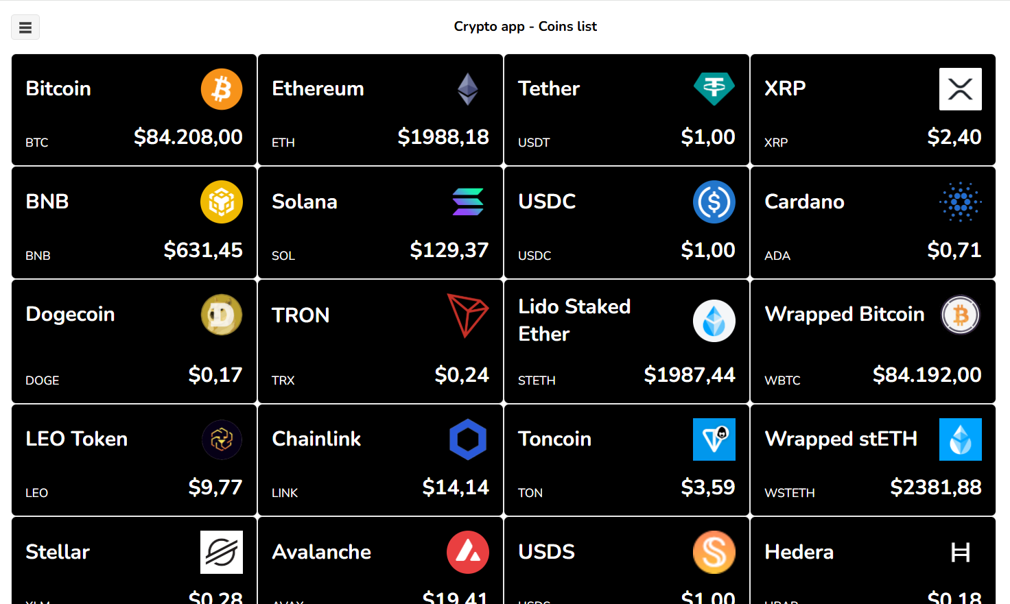coins list
