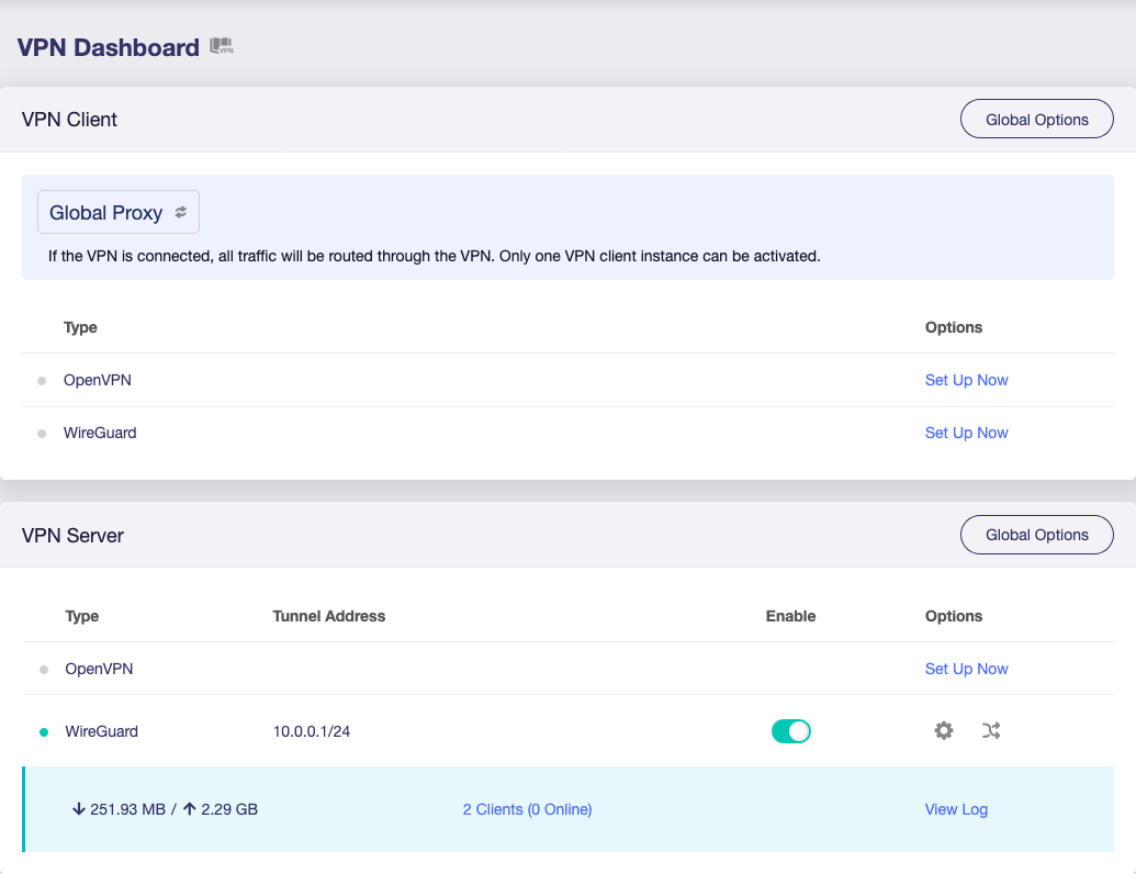 Flint 2 VPN Dashboard