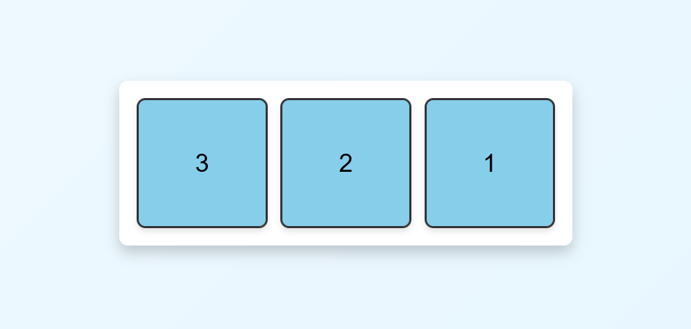 Reverse order items with Flexbox, containing squares going in descending order rather than ascending order