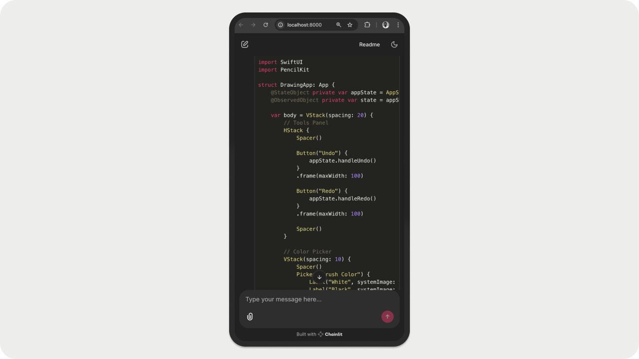 Chainlit web UI